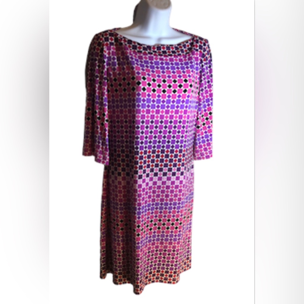 DONNA MORGAN Berry  Multi Color Shift Dress Three‎ Quarter Sleeve - Size 10